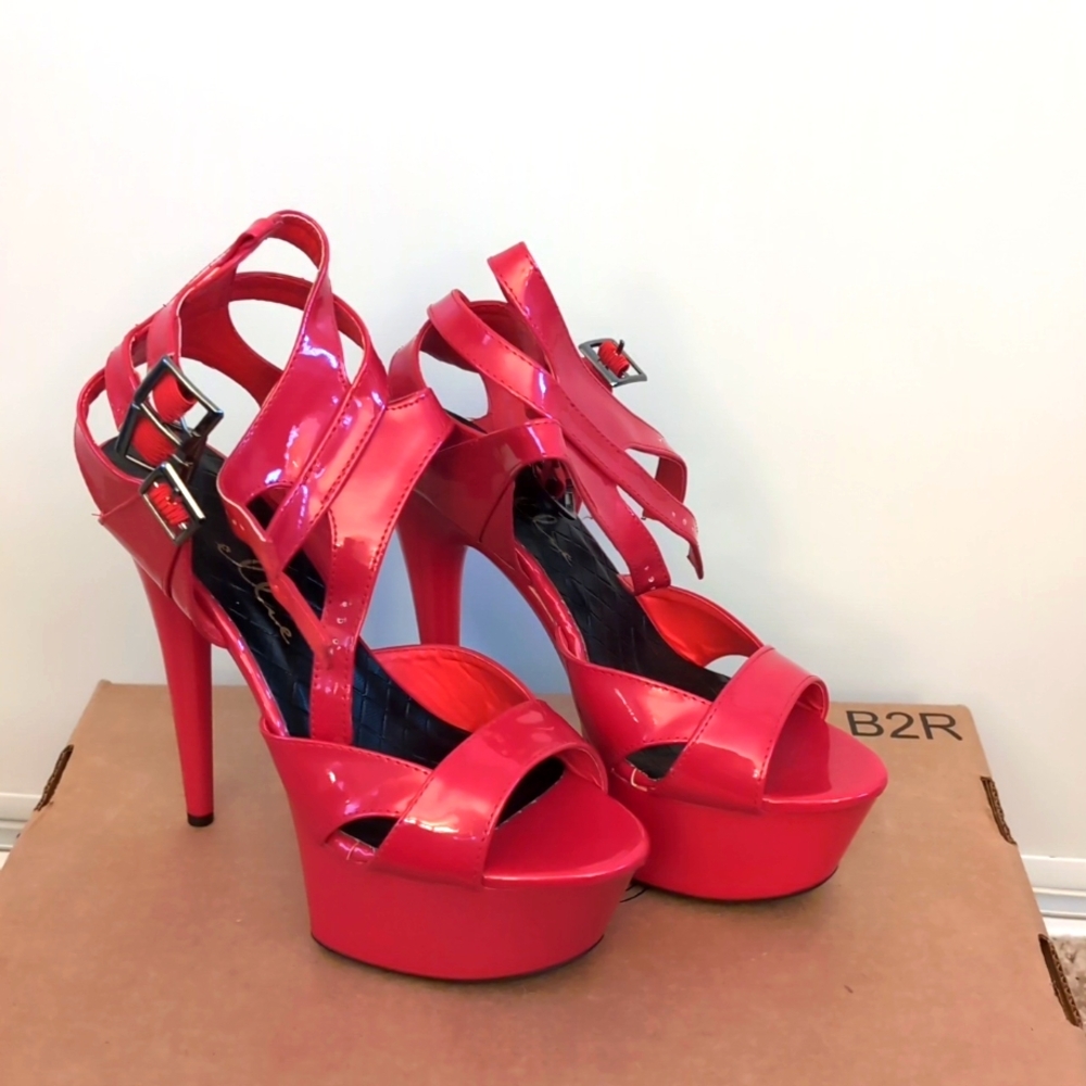 Red platform heels